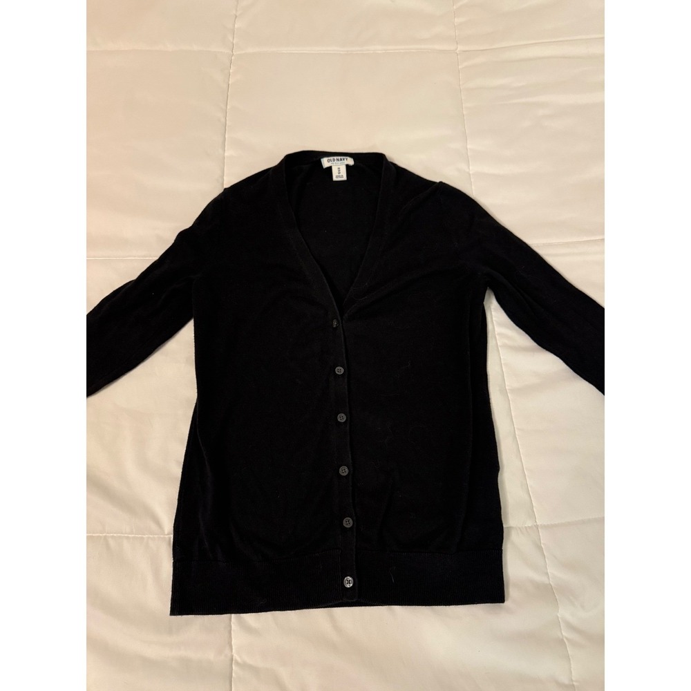 Old Navy Womens Black V-Neck Button Front Knit Cardigan Sweater XS